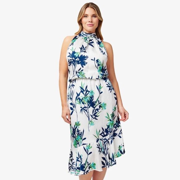 Adrianna Papell Dresses & Skirts - NWT Adrianna Papell Floral Print Crepe Blouson Halter Dress - size 6